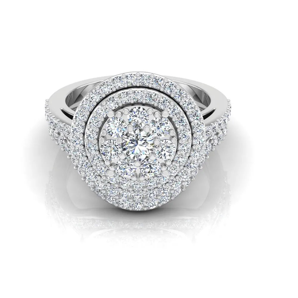 Dual Split Shank Moissanite Dome Engagement Ring
