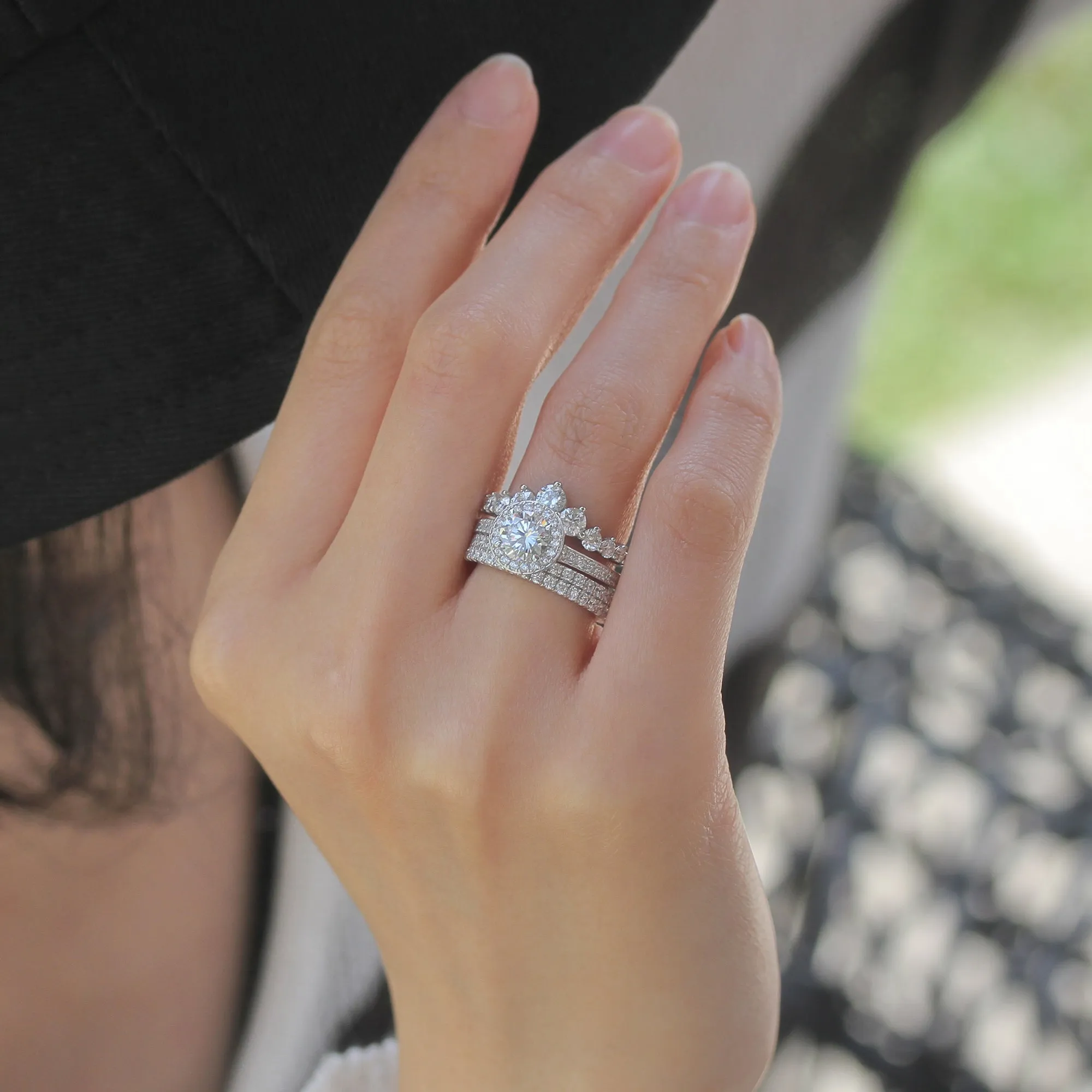 Dynamic Duo-Trio Series 1 Carat Halo Ring Set
