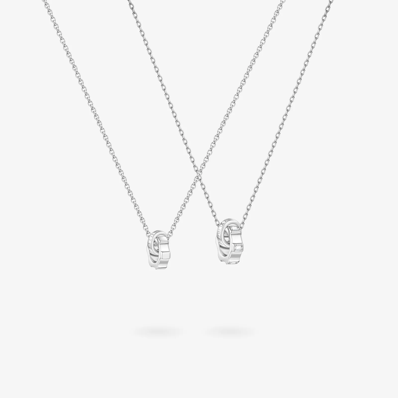 FANCIME "Infinite Time Lock" Couples Promise Matching Ring Sterling Silver Necklaces