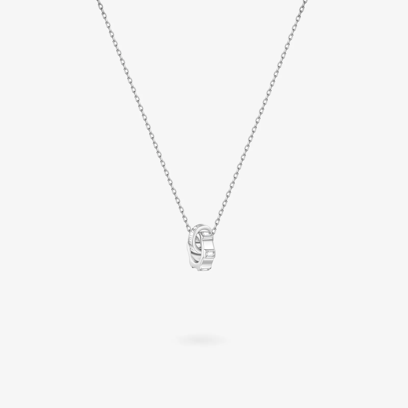 FANCIME "Infinite Time Lock" Couples Promise Matching Ring Sterling Silver Necklaces
