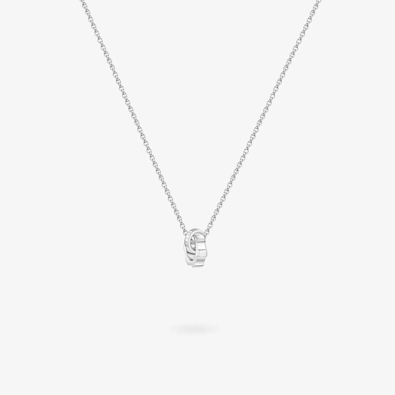 FANCIME "Infinite Time Lock" Couples Promise Matching Ring Sterling Silver Necklaces