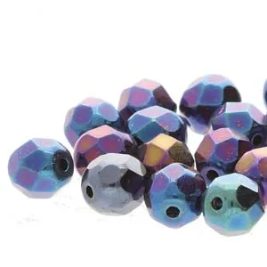 Fire Polished 4mm Jet Rainbow Iris 40/Strand