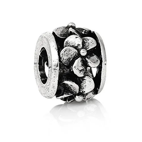 Flower Pattern European European Bead Compatible for Most European Snake Chain Charm Bracelet