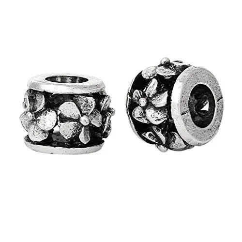 Flower Pattern European European Bead Compatible for Most European Snake Chain Charm Bracelet
