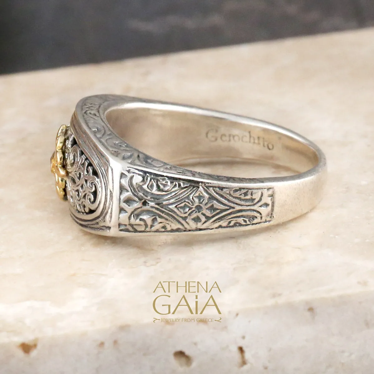 Garden Shadows Elliptical Face Diamond Band Ring