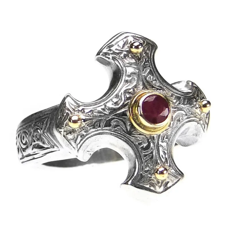 Gerochristo Gold Point Stone Cross Ring