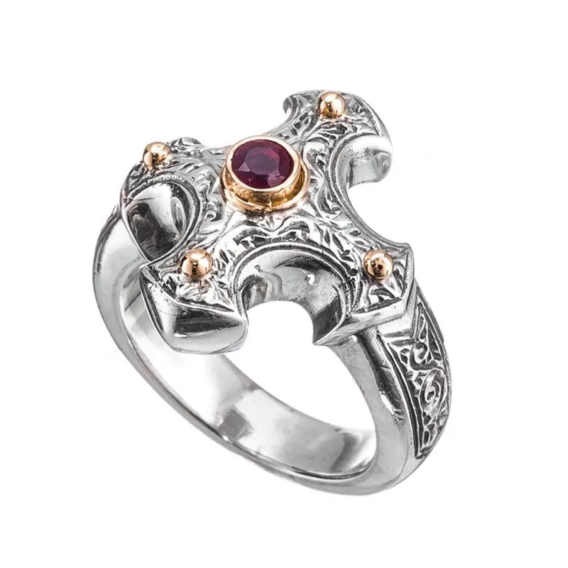 Gerochristo Gold Point Stone Cross Ring