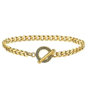 Gold Link Chain Bracelet Mens Stainless Steel Bracelets
