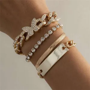Golden Butterfly Cuban Chain Set