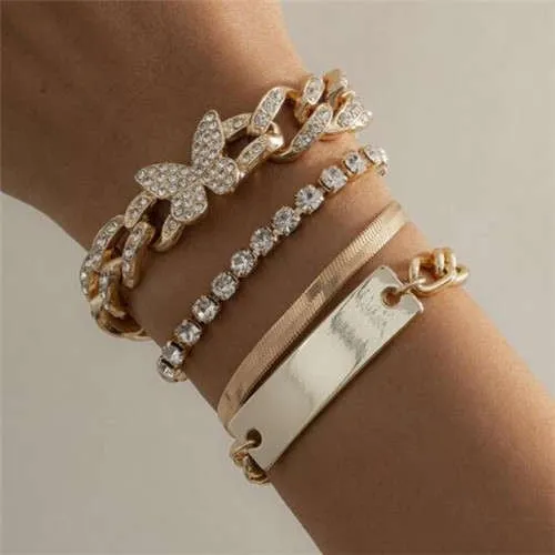 Golden Butterfly Cuban Chain Set