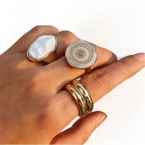 Golden Opulence: Vintage Inspired Opal Ring Set