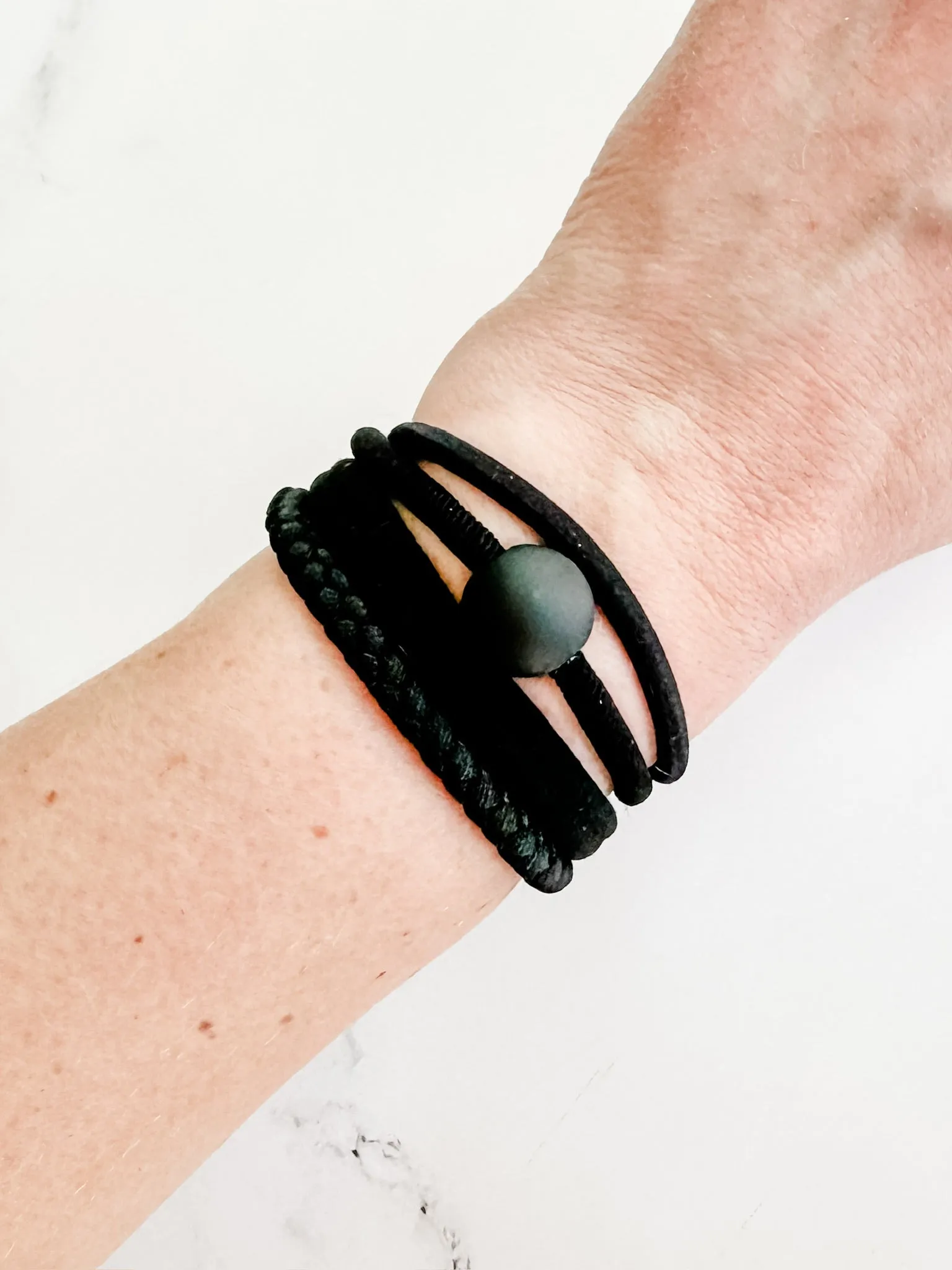 **Hair Tie Bracelet Sets - Ball Accent