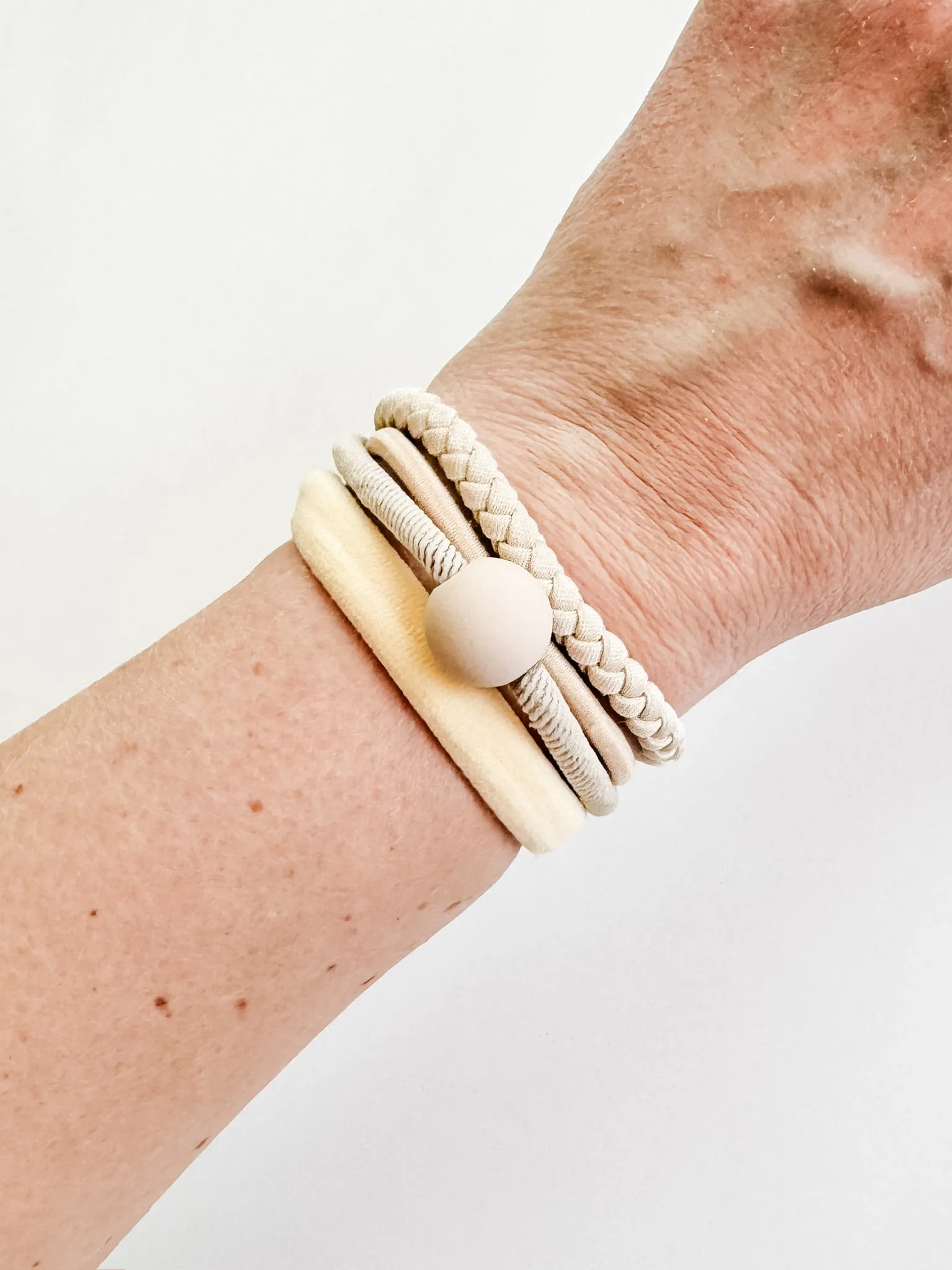 **Hair Tie Bracelet Sets - Ball Accent