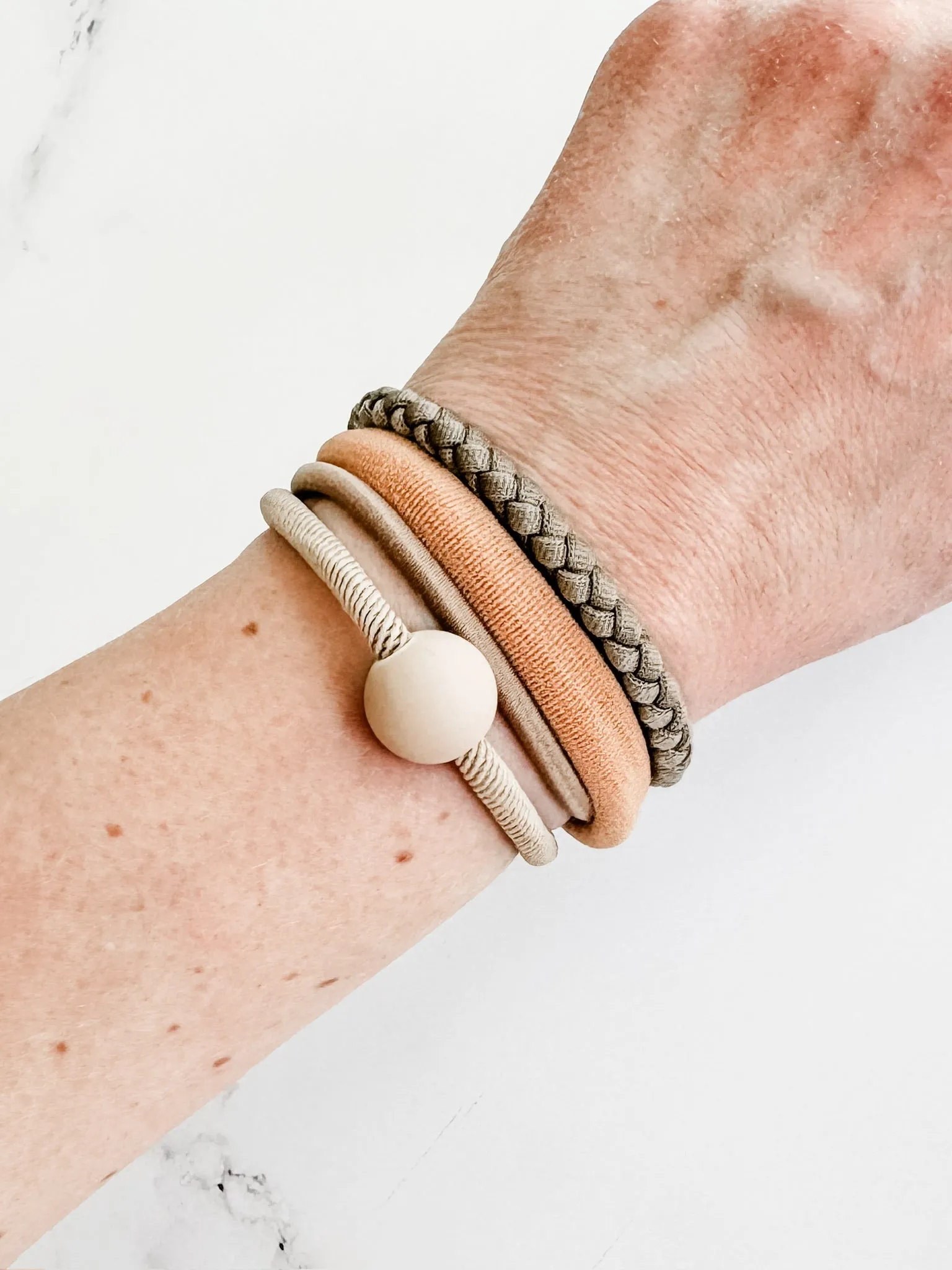 **Hair Tie Bracelet Sets - Ball Accent