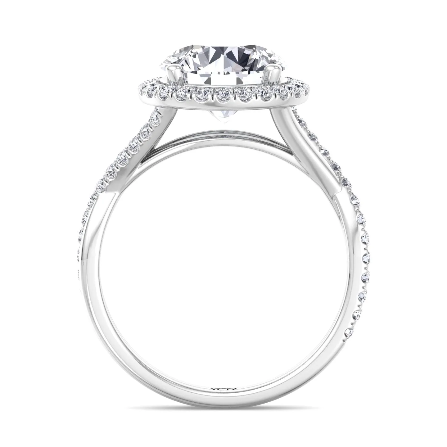 Harper - Round Diamond Halo Crossover Band Ring