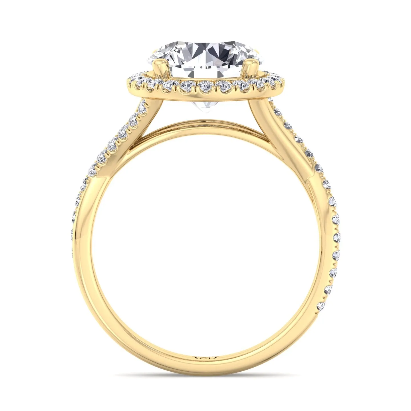 Harper - Round Diamond Halo Crossover Band Ring