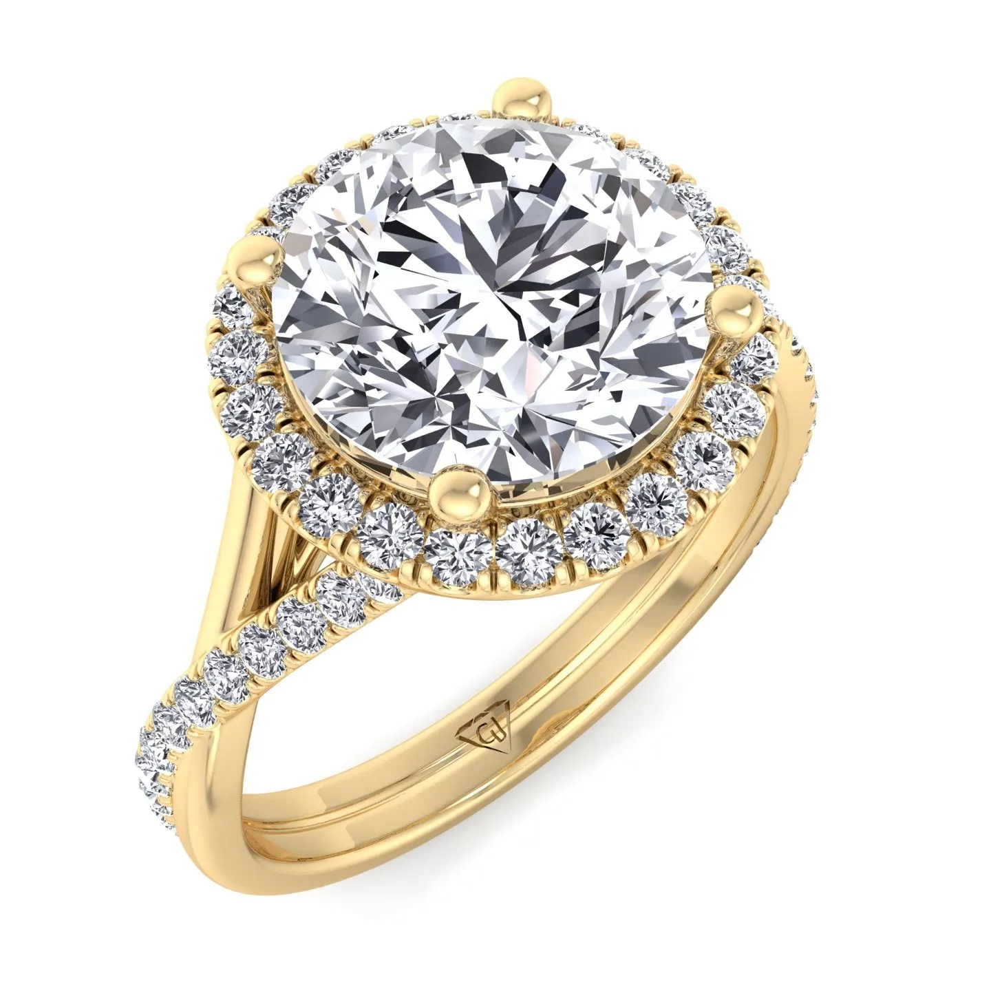 Harper - Round Diamond Halo Crossover Band Ring