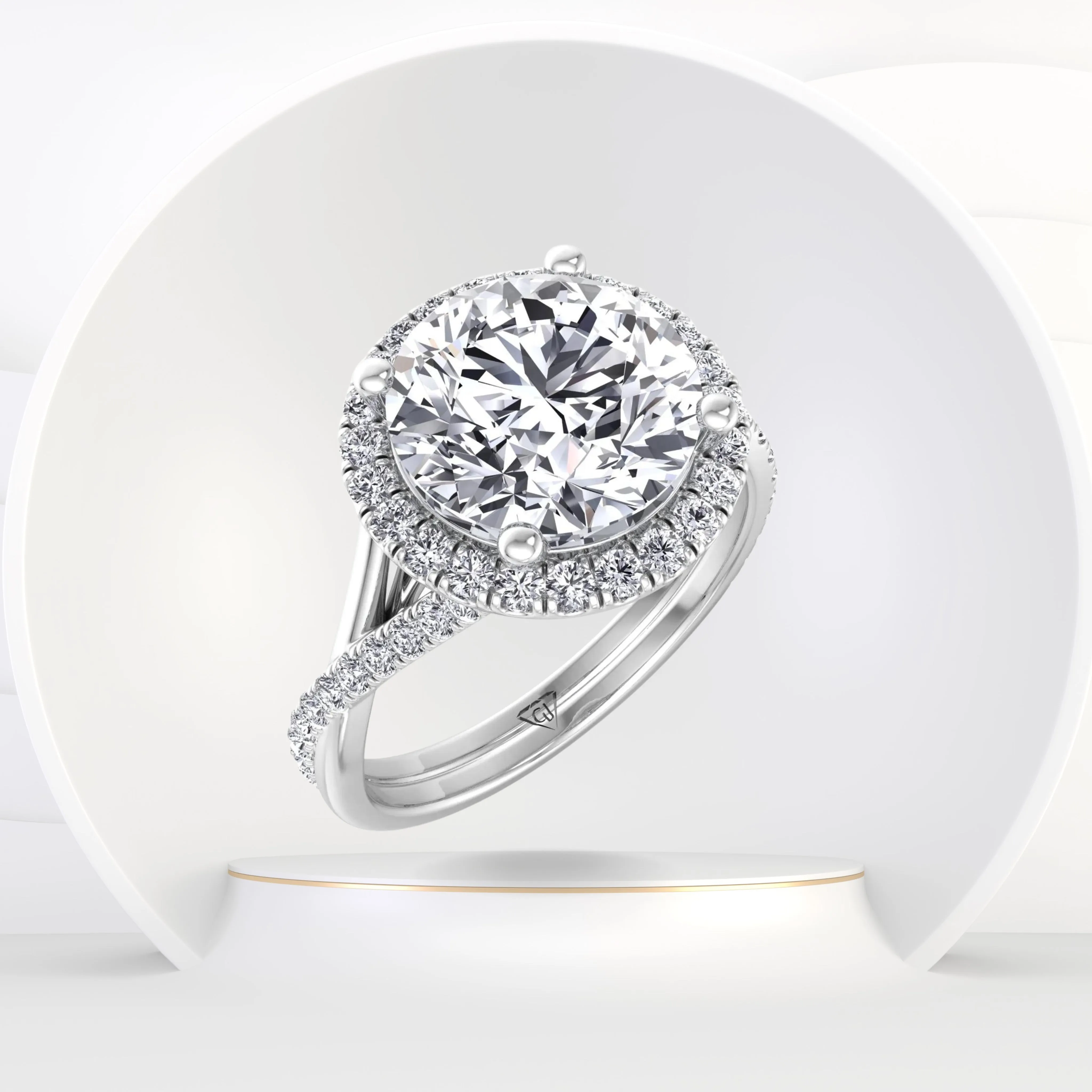 Harper - Round Diamond Halo Crossover Band Ring