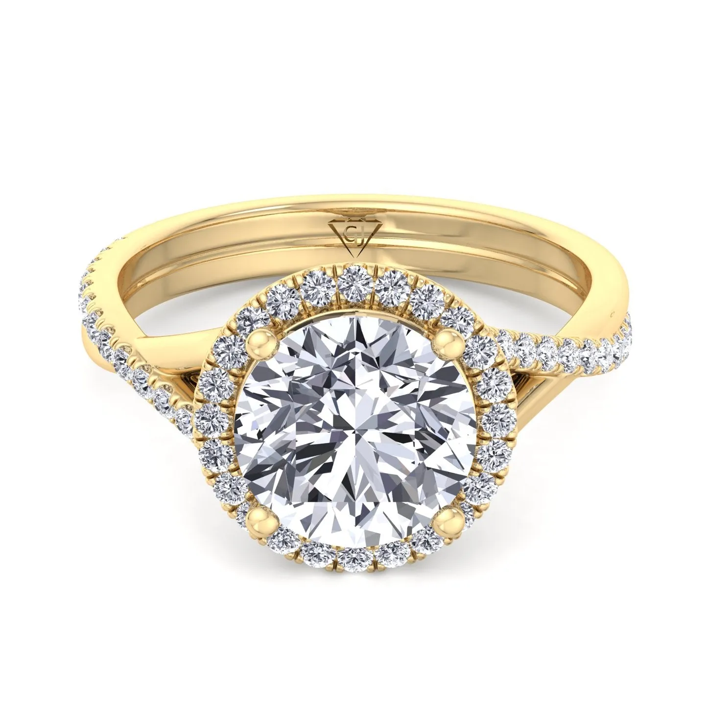 Harper - Round Diamond Halo Crossover Band Ring