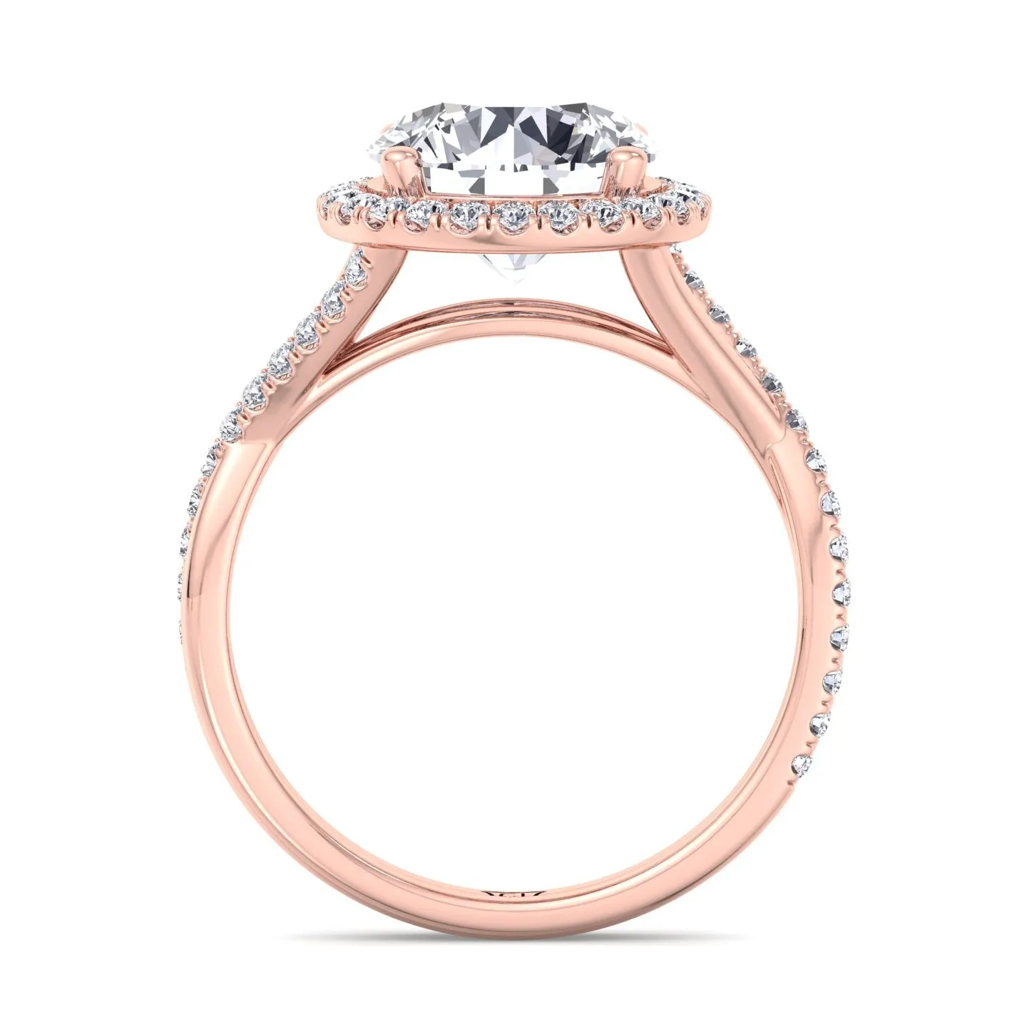 Harper - Round Diamond Halo Crossover Band Ring