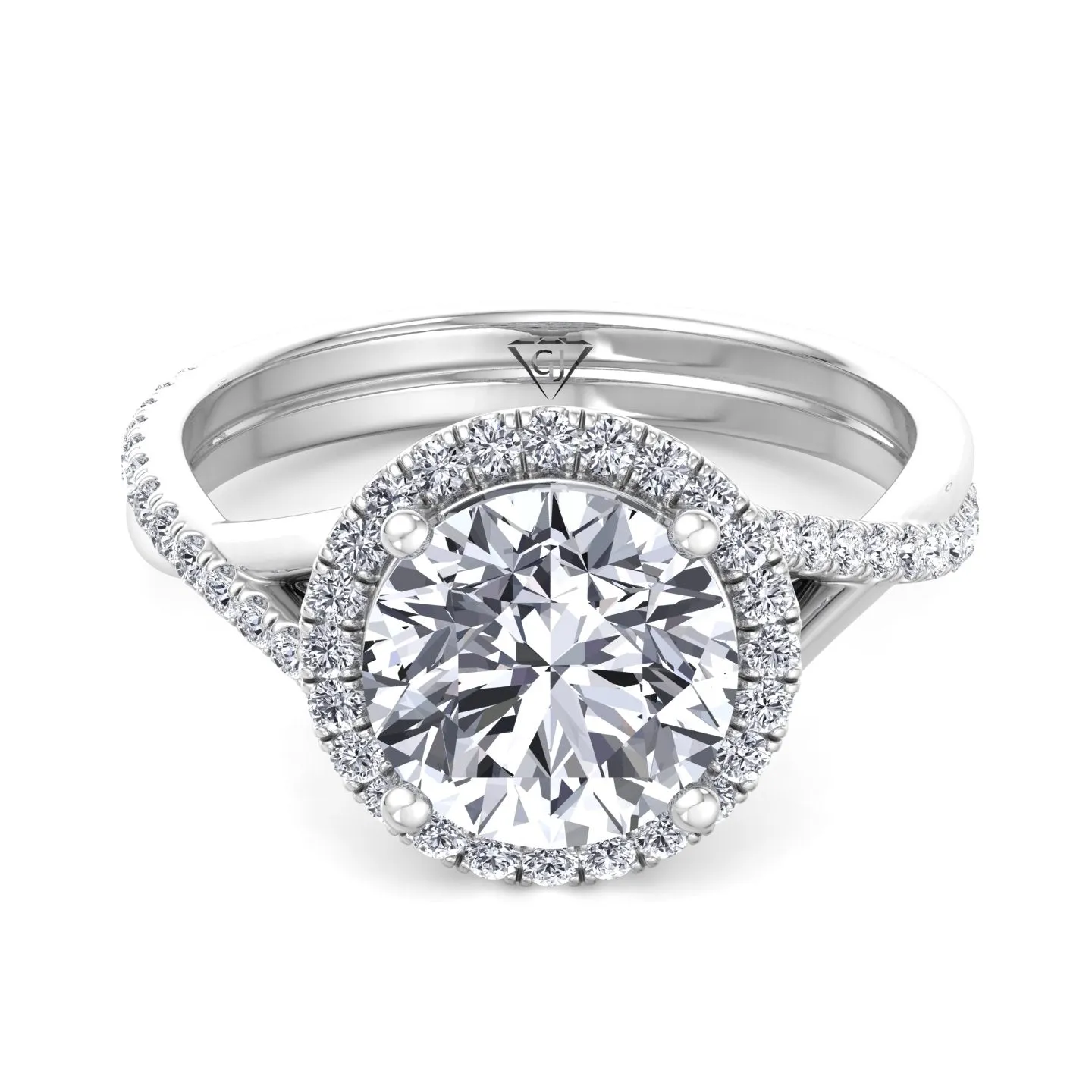 Harper - Round Diamond Halo Crossover Band Ring