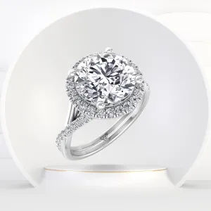 Harper - Round Diamond Halo Crossover Band Ring