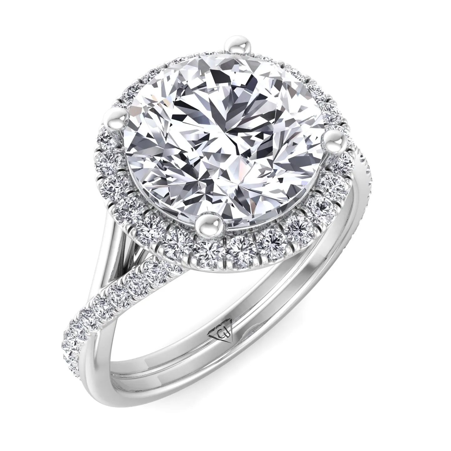 Harper - Round Diamond Halo Crossover Band Ring