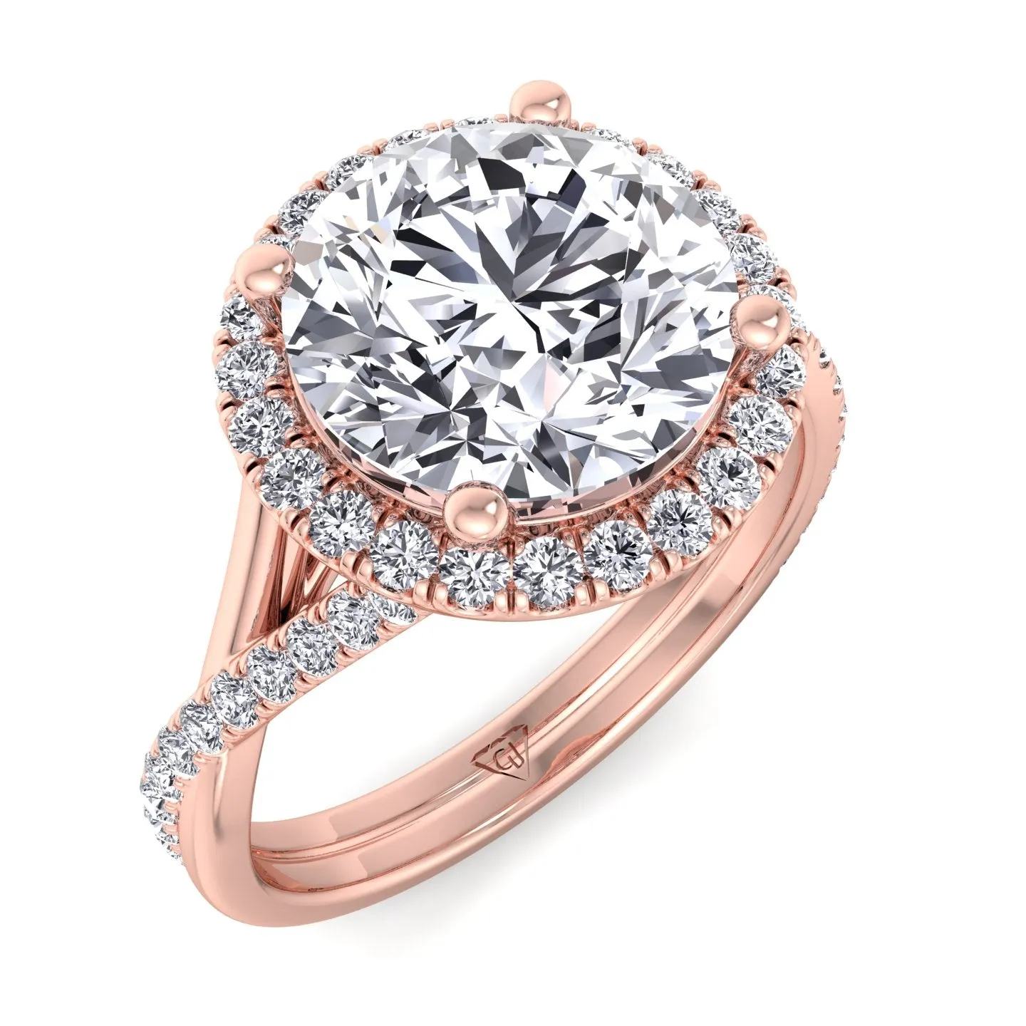 Harper - Round Diamond Halo Crossover Band Ring
