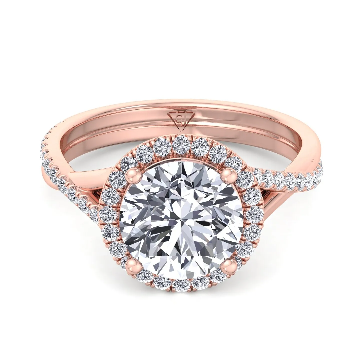 Harper - Round Diamond Halo Crossover Band Ring