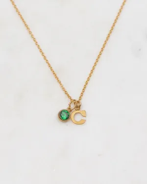 Initial C with Birthstone Necklace