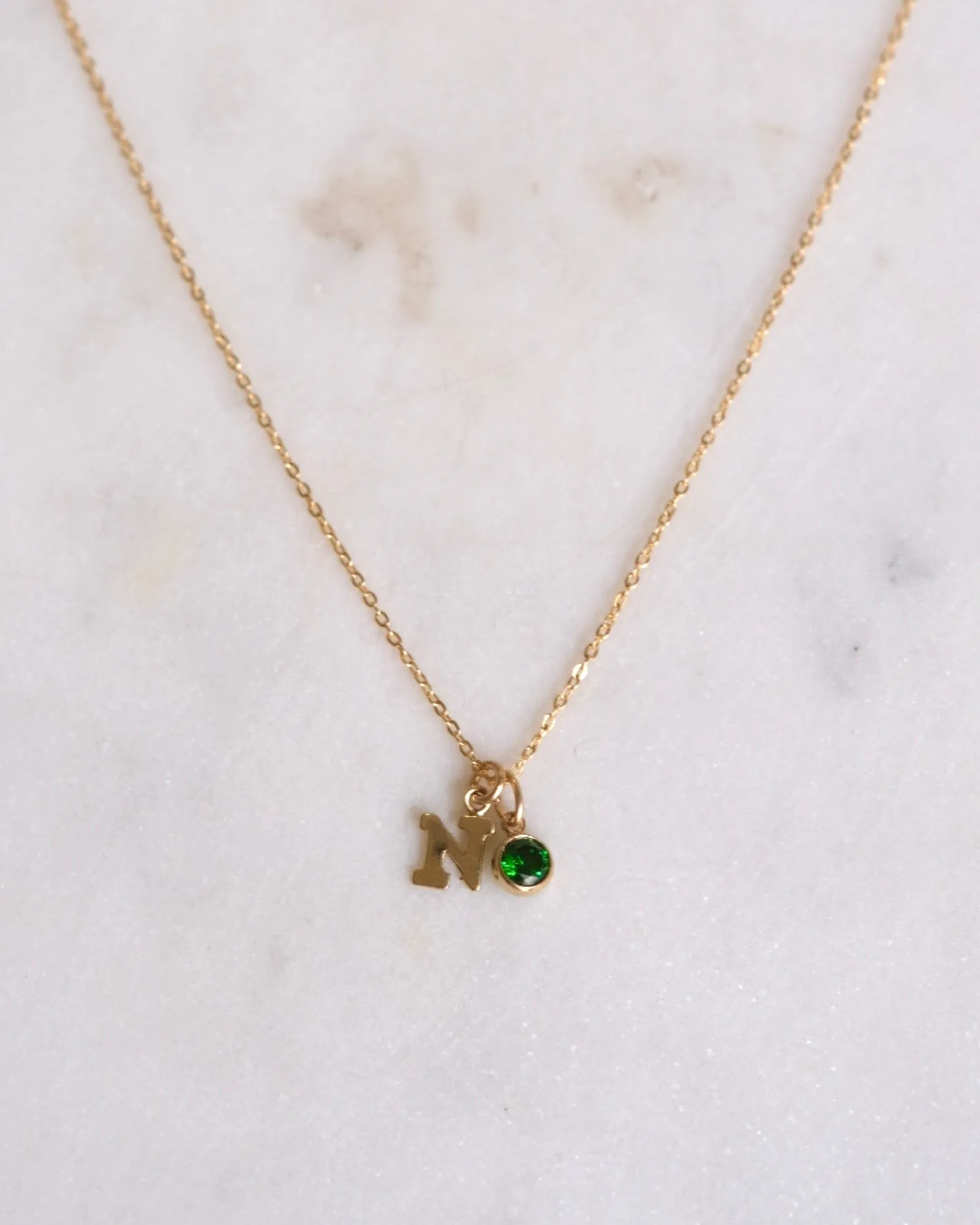Initial N with Birthstone Necklace