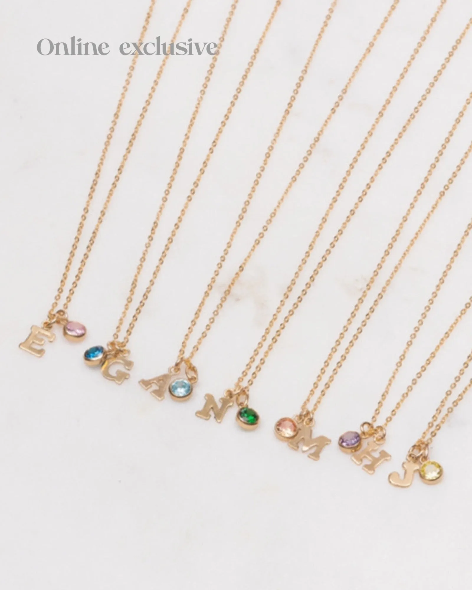 Initial N with Birthstone Necklace