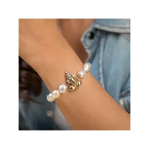 Kaj Fine Jewellery Ganesha Diamond Pearl Bracelet in 14KT Yellow Gold