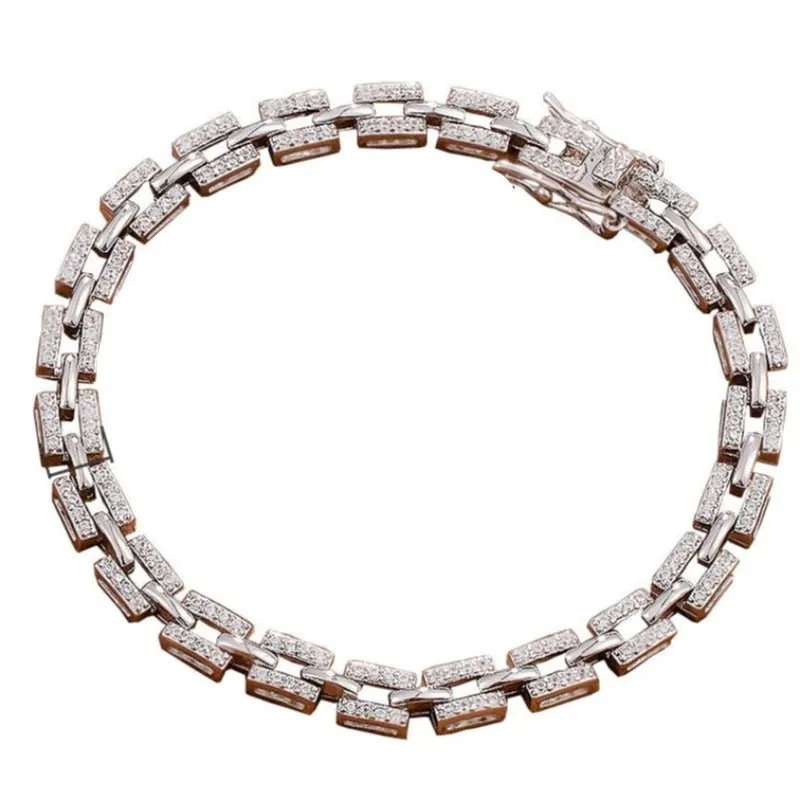 Luxury Tank Chain Moissanite Bracelet for Women Party Wedding Jewelry