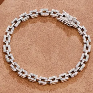 Luxury Tank Chain Moissanite Bracelet for Women Party Wedding Jewelry