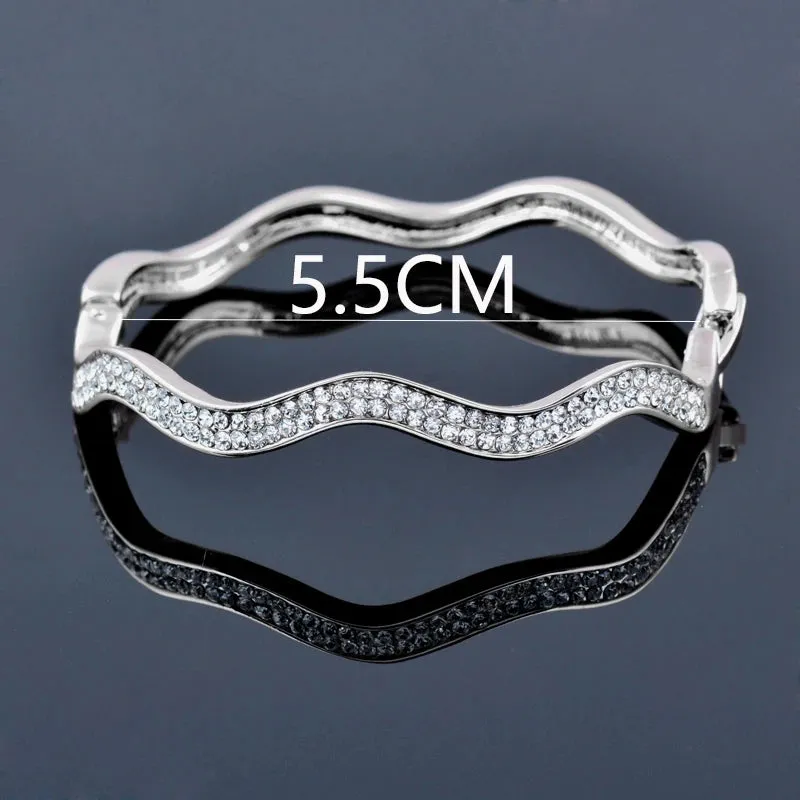 luxury wave crystal bangle bracelets for women