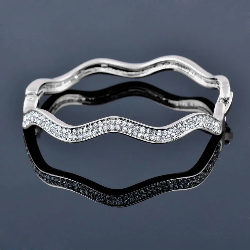 luxury wave crystal bangle bracelets for women