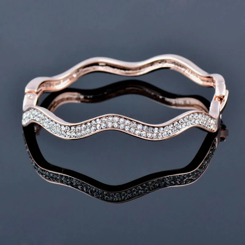 luxury wave crystal bangle bracelets for women