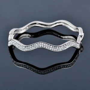 luxury wave crystal bangle bracelets for women