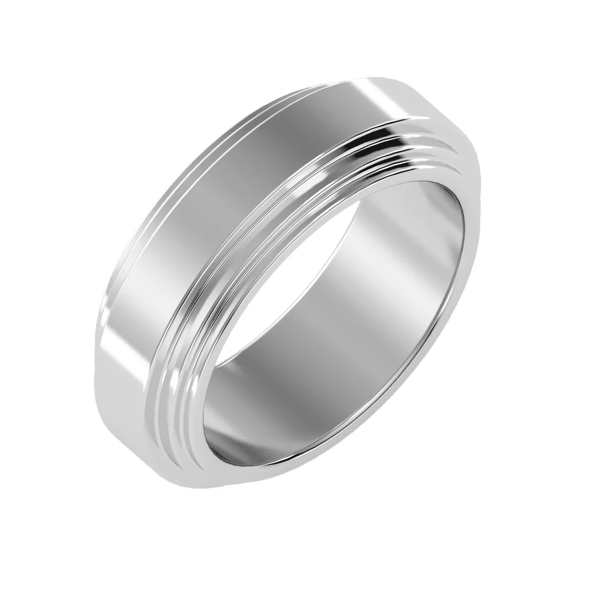 Men's Double Stepped Edge Wedding Ring