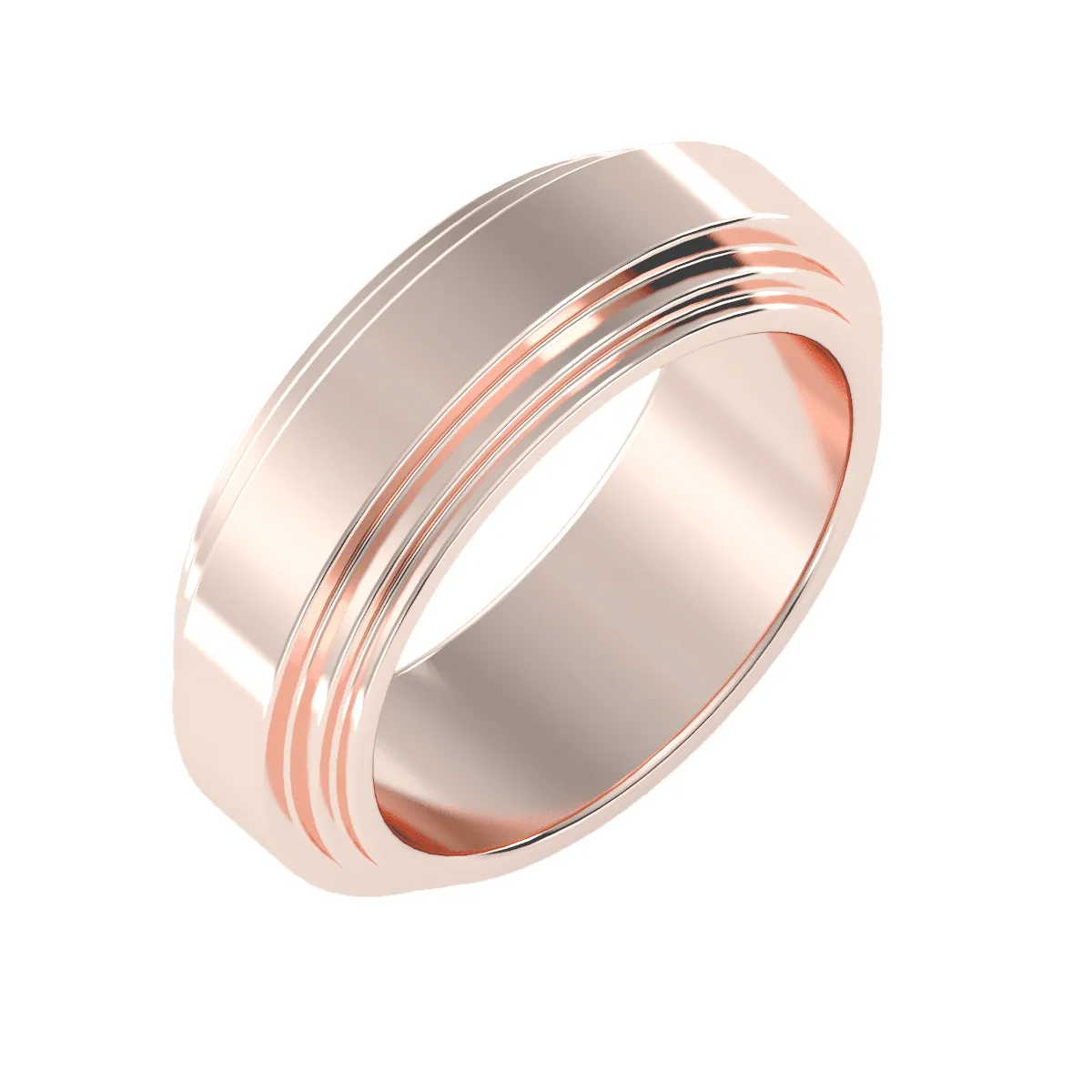 Men's Double Stepped Edge Wedding Ring