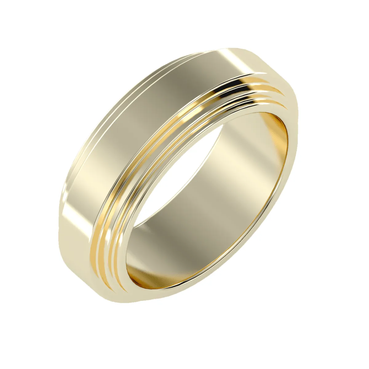 Men's Double Stepped Edge Wedding Ring