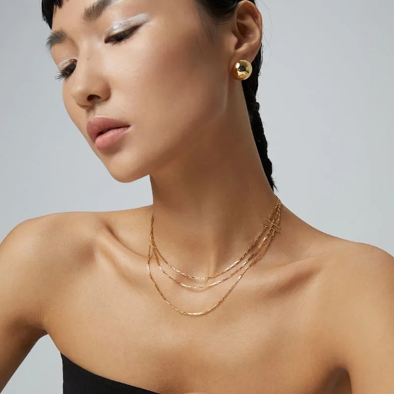 Multi Strand Sterling Silver Layered Necklace