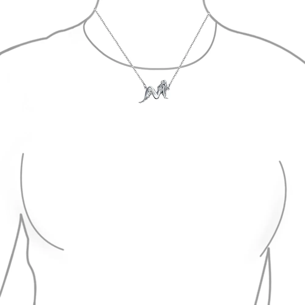 Nautical Sea Siren Pendant Necklace in Oxidized Sterling Silver