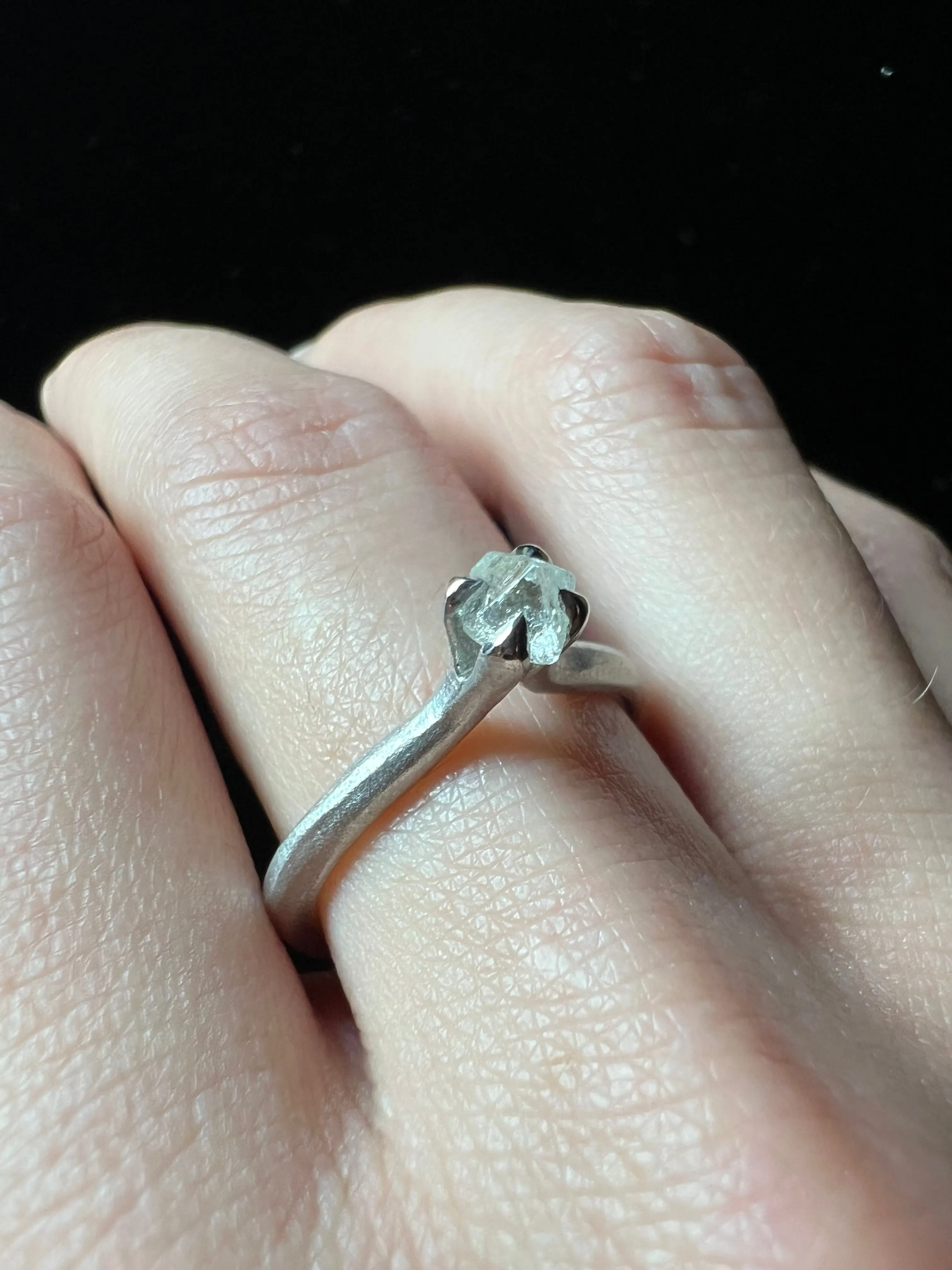 Petite White Rough Diamond White Gold Princess Ring - <strong>0.39 ct.</strong>