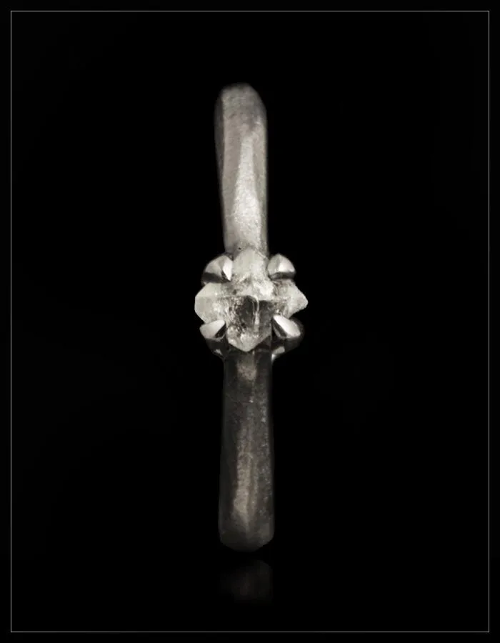 Petite White Rough Diamond White Gold Princess Ring - <strong>0.39 ct.</strong>