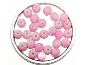 Pink Spherical Spotted Glass Pearls