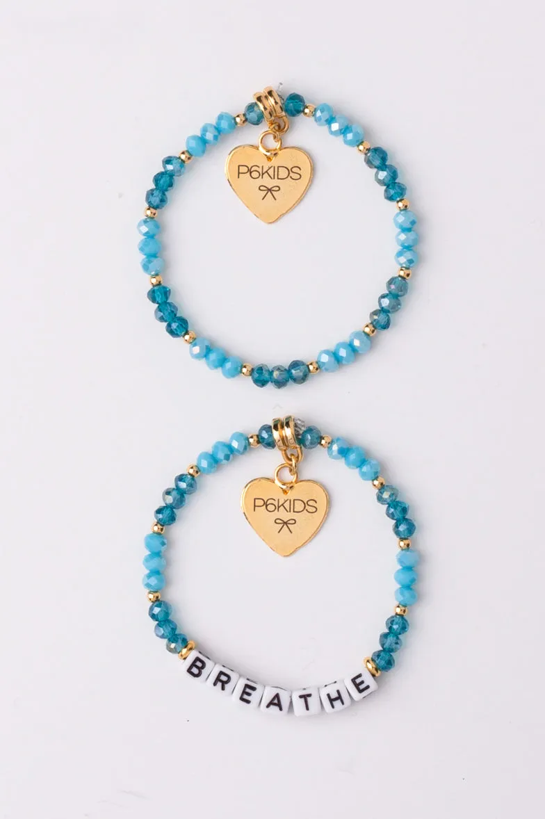 Power Mantra Bracelet Set - Blue - "BREATHE"