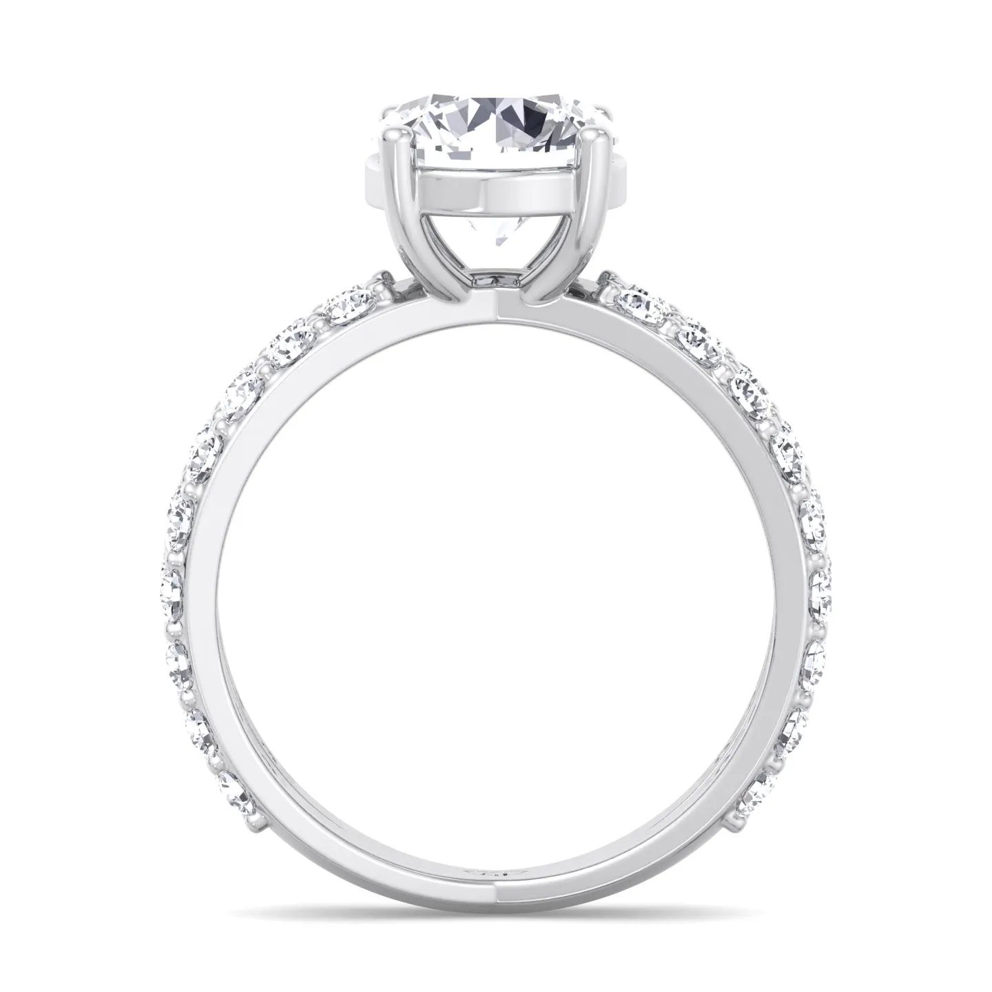 Praline - Split Double Band Round Diamond Ring with Side stones