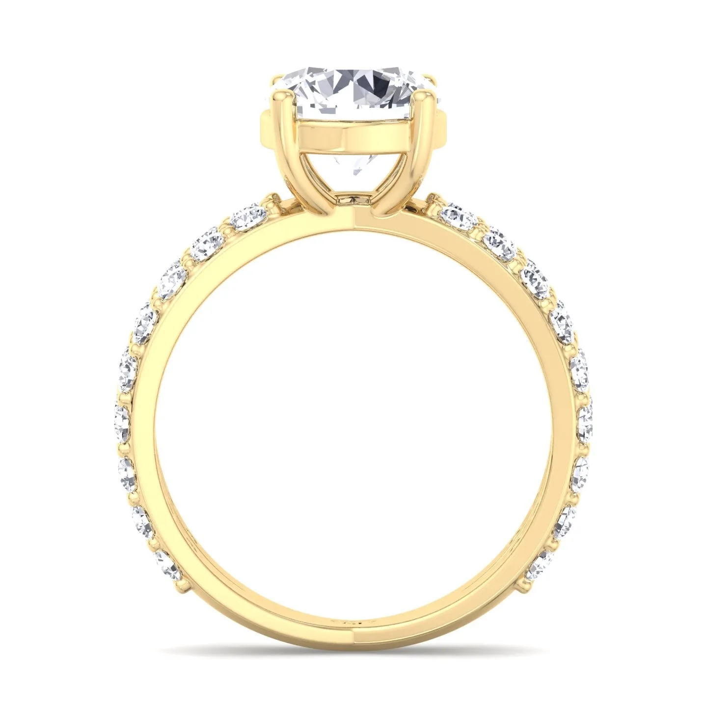 Praline - Split Double Band Round Diamond Ring with Side stones